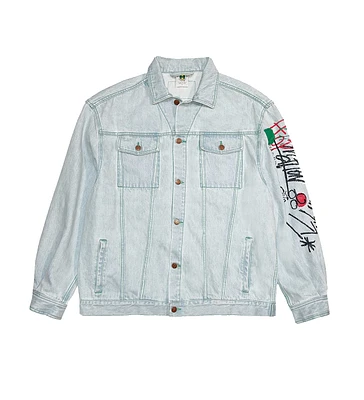 Cross Colours Mens Oversize Denim Graffiti Jacket