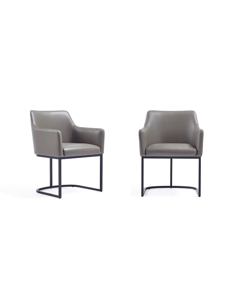 Manhattan Comfort Serena 2-Piece Faux Leather Upholstered Dining Armchair Set