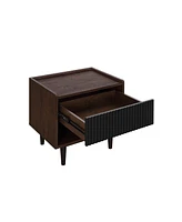 Manhattan Comfort Duane 2-Piece Medium Density Fibreboard Ribbed End Table and Coffee Set