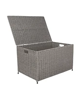 Household Essentials Woven Paper Rope Storage Chest with Hinged Lid and Integrated Handles