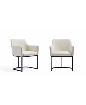 Manhattan Comfort Serena 2-Piece Faux Leather Upholstered Dining Armchair Set