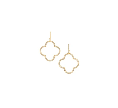Cubic Zirconia Encrusted Clover Dangle Earrings