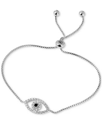 Adornia Rhodium-Plated Pave Evil Eye Slider Bracelet