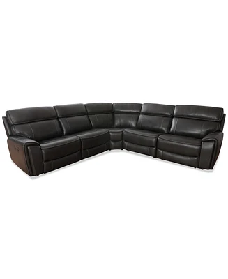 Closeout! Hutchenson 119.5" 5-Pc. Zero Gravity Leather Sectional with 2 Power Recliners, Created for Macy's
