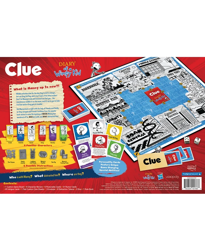 Clue Diary of a Wimpy Kid Board Game with Custom Tokens, 69 Pieces