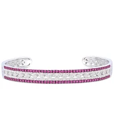 Sapphire (1-3/4 ct. t.w.) & Diamond (1/10 Bangle Bracelet Sterling Silver (Also Available Ruby Emerald)
