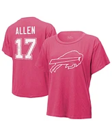 Women's Majestic Threads Josh Allen Pink Distressed Buffalo Bills Name and Number T-shirt