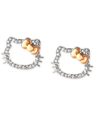 Hello Kitty Diamond Silhouette Stud Earrings (1/8 ct. t.w.) in 10k White & Rose Gold