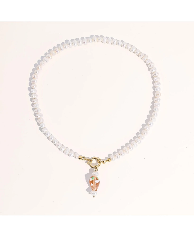 Ichiko Strawberry Pearl Necklace 16" For Women