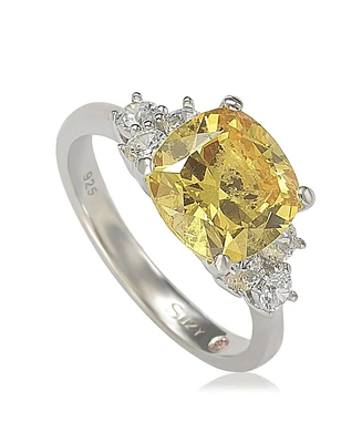 Suzy Levian Sterling Silver Yellow Cubic Zirconia Engagement Ring