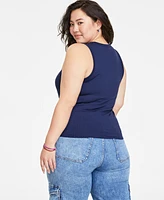 On 34th Trendy Plus Solid Ribbed Tank Top, Created for Macy's