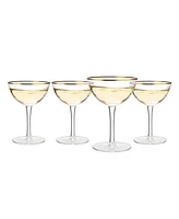 The Wine Savant Gold Rim Coupe Glasses, Set of 4