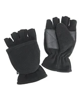 Muk Luks Men's Waterproof Fleece Flip Mittens, Black, XLarge