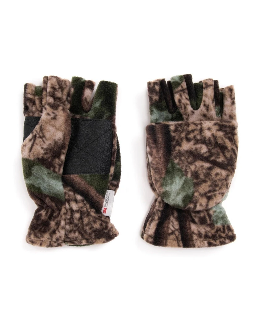 Muk Luks Men's Waterproof Fleece Flip Mittens