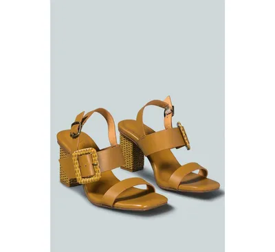 Swift Womens Big Buckle Leather Slingback Sandal