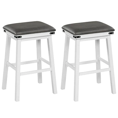 30'' Dining Bar Stool Set of 2 Pub Height Padded Seat Wood Frame Kitchen