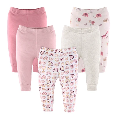 The Peanutshell Baby Girls Pants, 5-Pack, Rainbow Safari