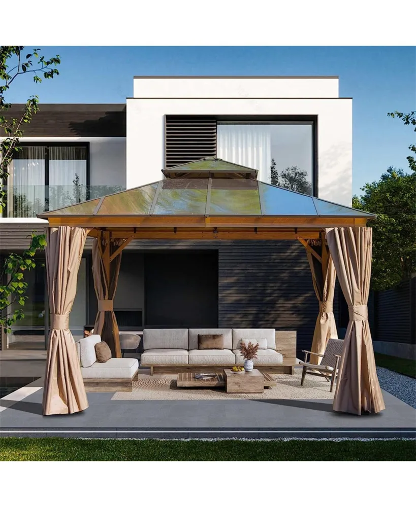 12'X12' Hardtop Gazebo with Curtains and Net
