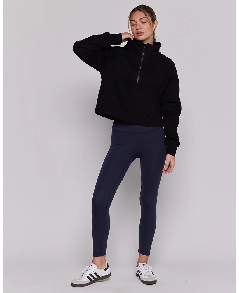 Effortless Fleece Crop Half Zip Pullover For Women