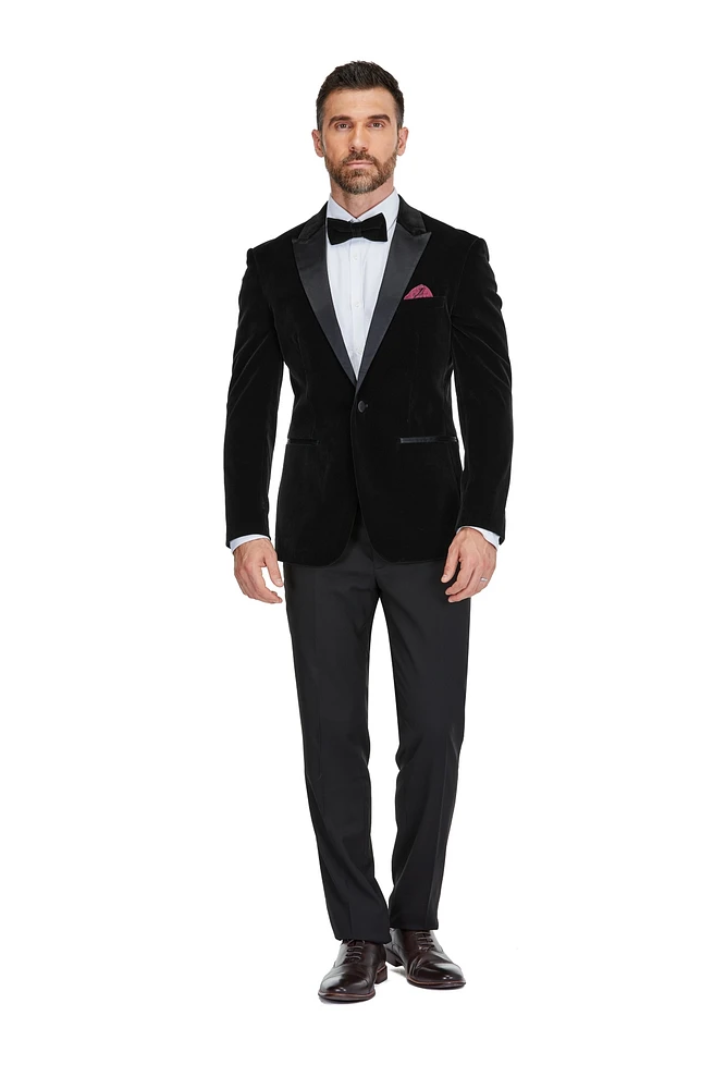 Gino Vitale Men's 2-Piece Velvet Birdseye Lapel Slim-Fit Tuxedo