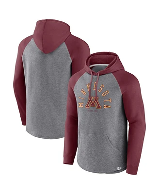 Men's Fanatics Maroon, Heather Gray Minnesota Golden Gophers Wrap Up Raglan Pullover Hoodie