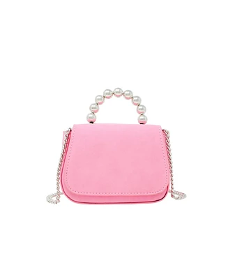 Girl's Pink Tiny Metal Pearl Handle Handbag