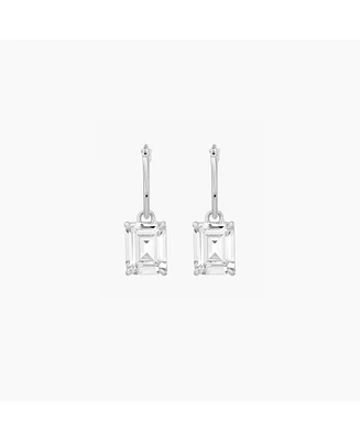 Sterling Silver 18k Gold Plated Sparkle Dangling Pendant Hoop Earrings