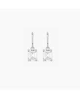 Sterling Silver 18k Gold Plated Sparkle Dangling Pendant Hoop Earrings