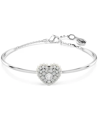 Swarovski Silver-Tone Hyperbola Heart Bangle Bracelet