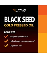 Black Seed Oil Nigella Sativa Capsules, Cold Pressed Organic Black Cumin Seed Oil for Hair Skin and Metabolism Support, Havasu, 90ct