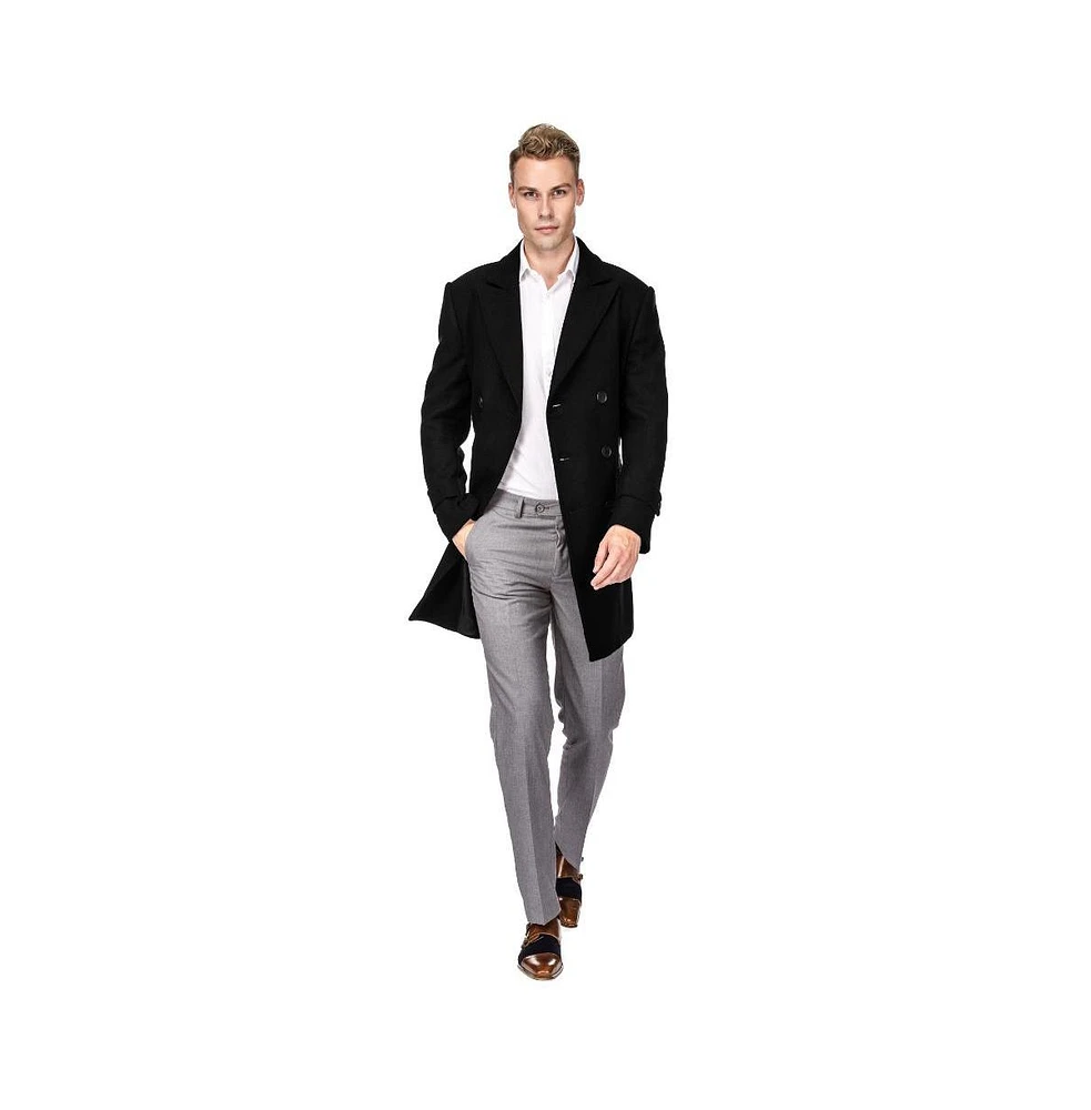 Braveman Men's Big & Tall Double Breasted Pea Coat Wool Blend Dress Peacoat