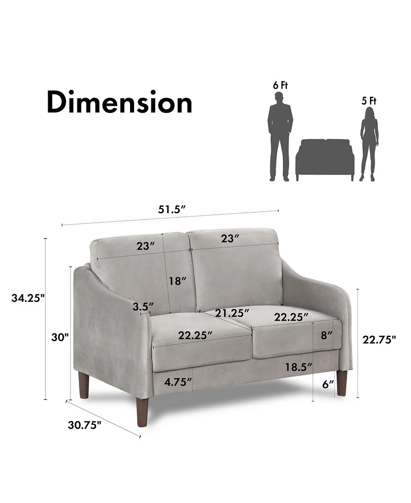 Peter 51.5" Velvet Loveseat