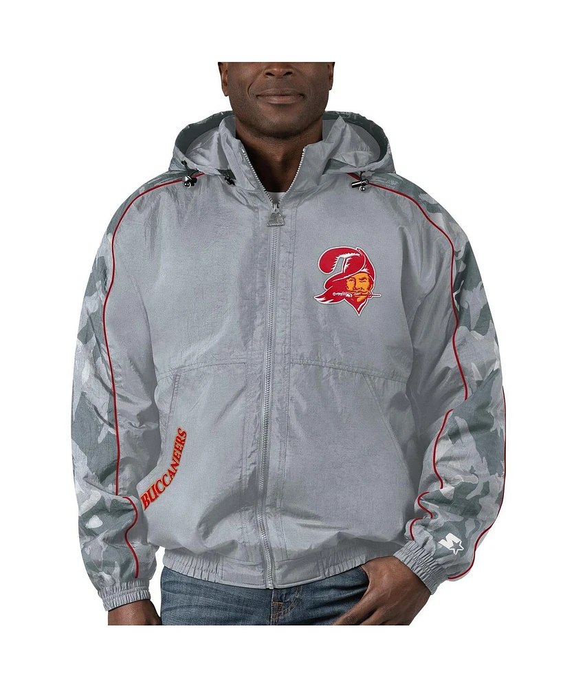 Men's Starter Gray Distressed Tampa Bay Buccaneers Thursday Night Gridiron Throwback Full-Zip Jacket