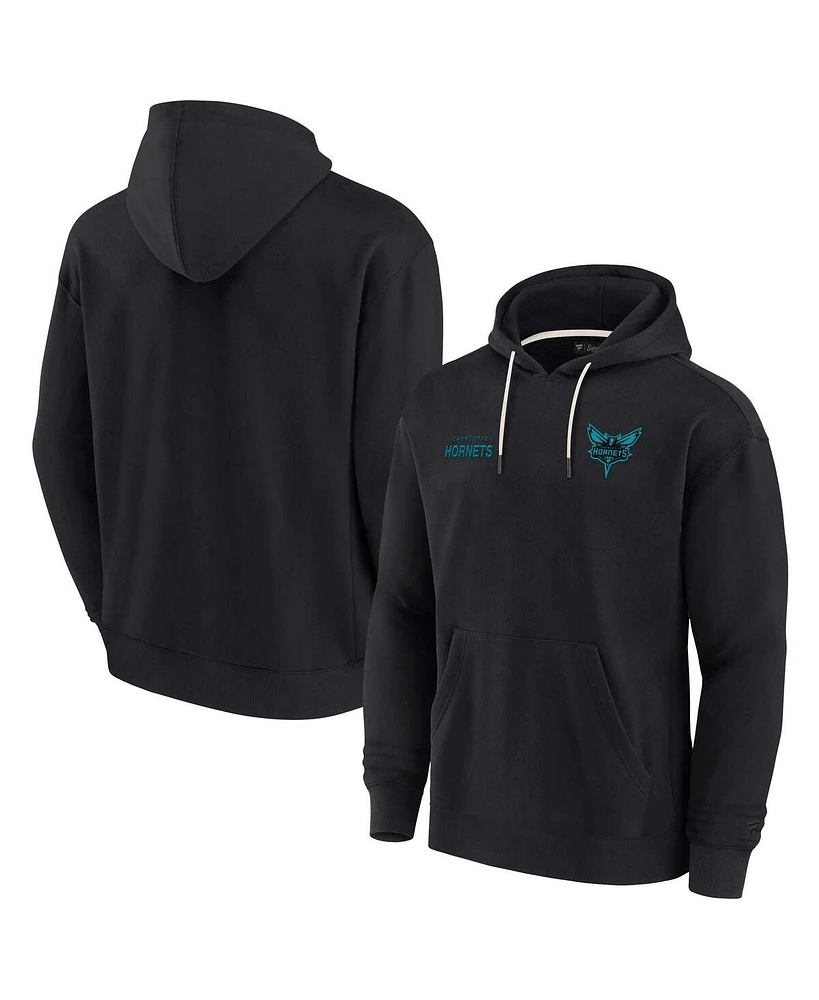 Men's and Women's Fanatics Signature Black Charlotte Hornets Super Soft Fleece Pullover Hoodie