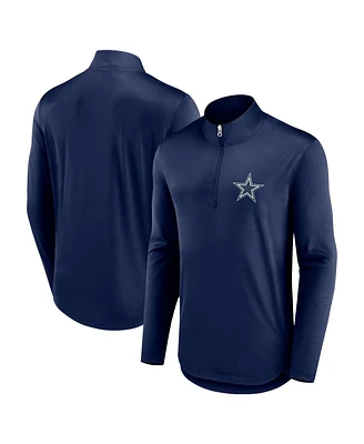 Men's Fanatics Navy Dallas Cowboys Quarterback Quarter-Zip Top