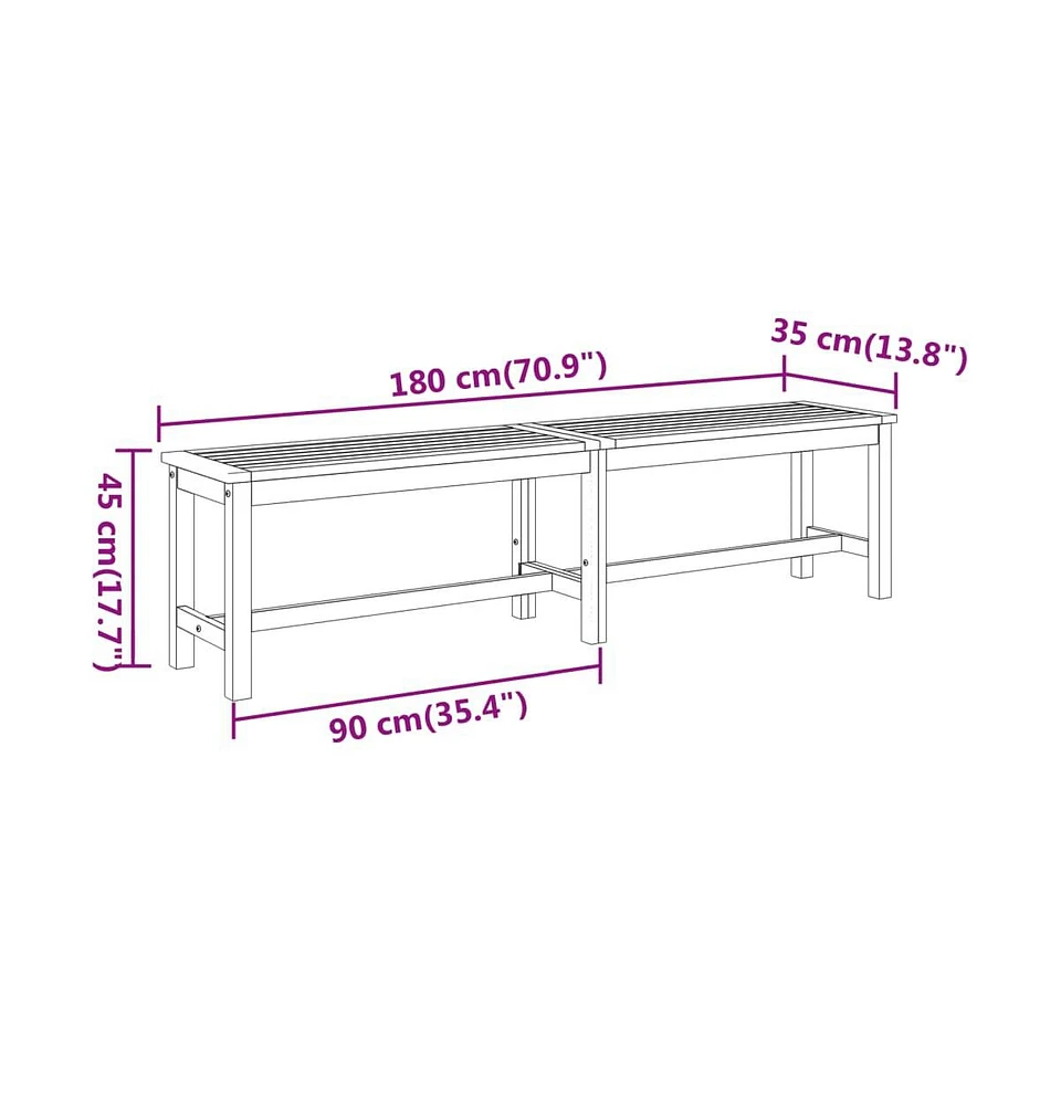 Patio Bench 70.9"x13.8"x17.7" Solid Wood Acacia