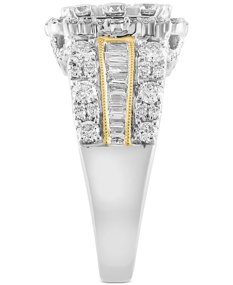Effy Emerald Shaped Halo Cluster Ring (2-1/3 ct. t.w.) in 14k Two-Tone Gold