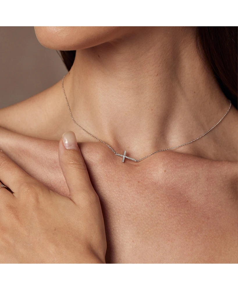 Sterling Silver Horizontal Cross Necklace – Minimalist Summer Jewelry, Trending for Summer