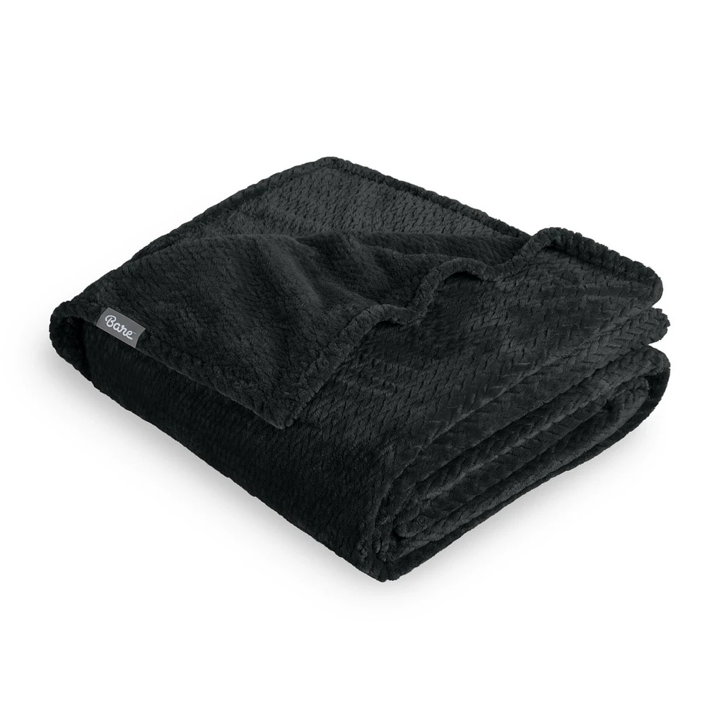 Bare Home Textured Micro plush Fleece Full/Queen Blanket