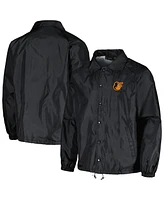 Men's Dunbrooke Black Baltimore Orioles Coach's Raglan Full-Snap Windbreaker Jacket