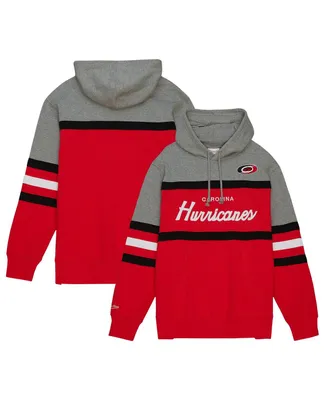 Men's Mitchell & Ness Red, Gray Carolina Hurricanes Head Coach Pullover Hoodie