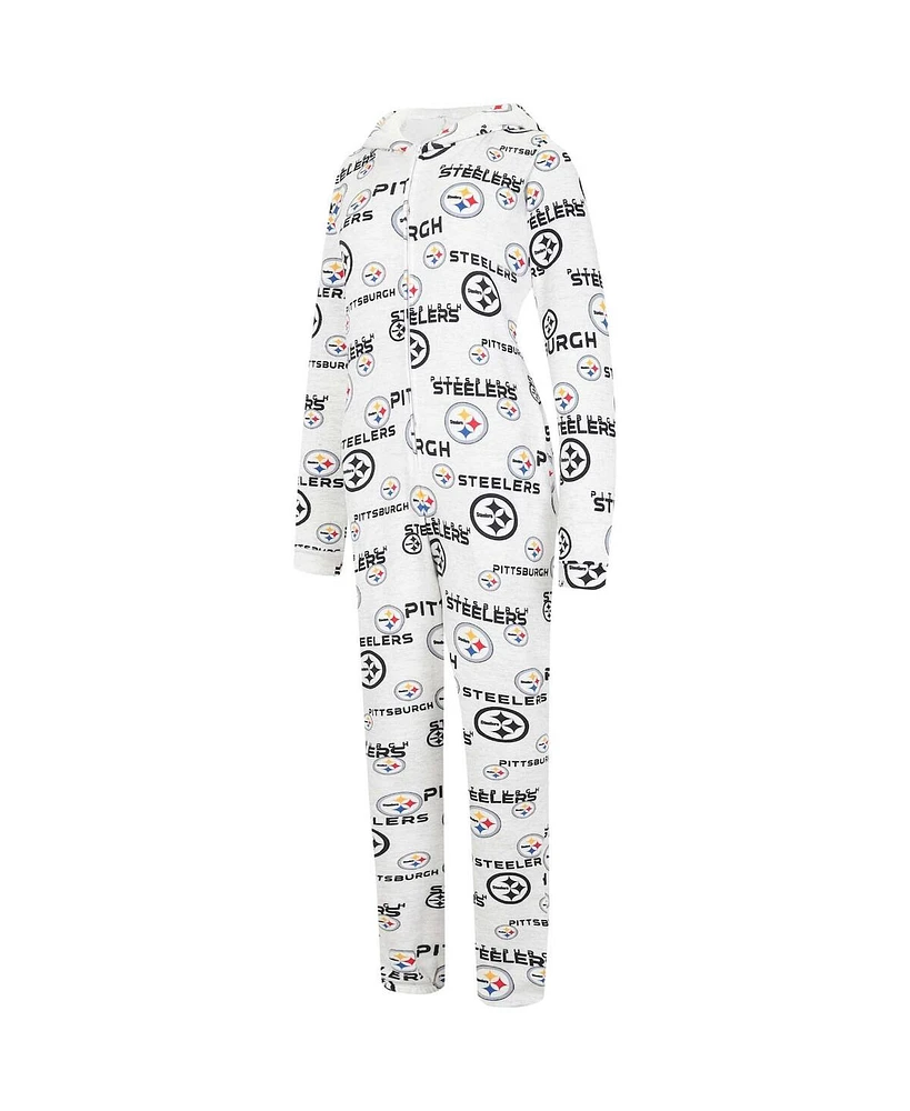 Women's Concepts Sport Cream Pittsburgh Steelers Docket Hoodie Full-Zip Union Suit