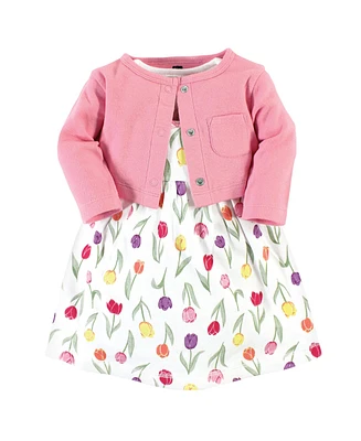 Hudson Baby Baby Girls Hudson Cotton Dress and Cardigan Set