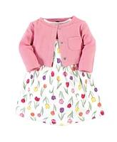 Hudson Baby Baby Girls Hudson Cotton Dress and Cardigan Set