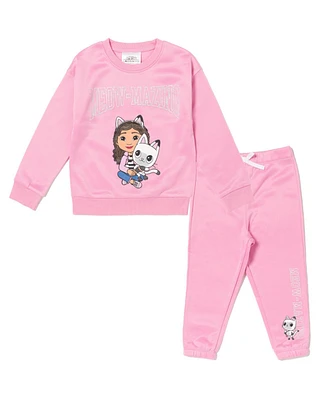 Gabby's Dollhouse Little Girls Dreamworks Gabbys Pandy Paws Fleece Sweatshirt and Pants Set