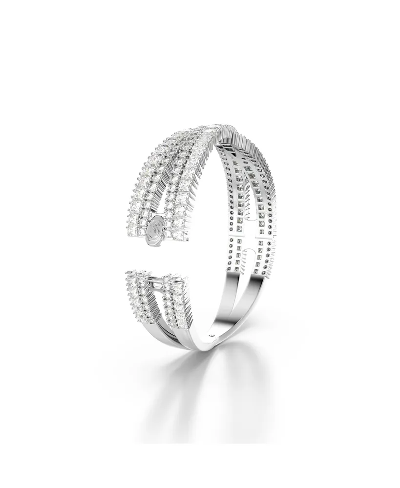 Swarovski Mixed Cuts, Infinity, White, Rhodium Plated Hyperbola Cuff Bracelet