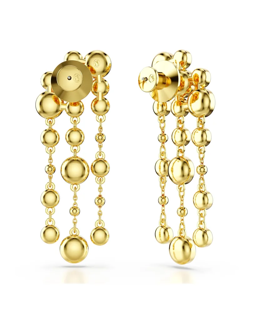 Swarovski Round Cut, Chandelier, White, Gold-Tone Imber Drop Earrings