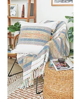 22" x 22" Ashley Woven Stripe Decorative Throw Pillow