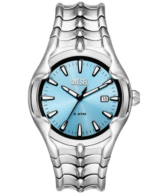 Diesel Men's Vert Three Hand Date Silver-Tone Stainless Steel Watch 44mm