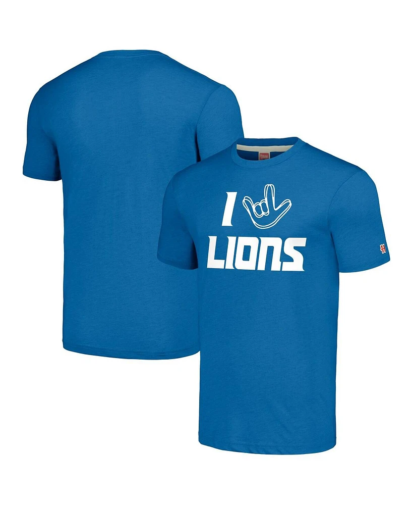 Men's and Women's Homage Blue Detroit Lions The Nfl Asl Collection by Love Sign Tri-Blend T-shirt